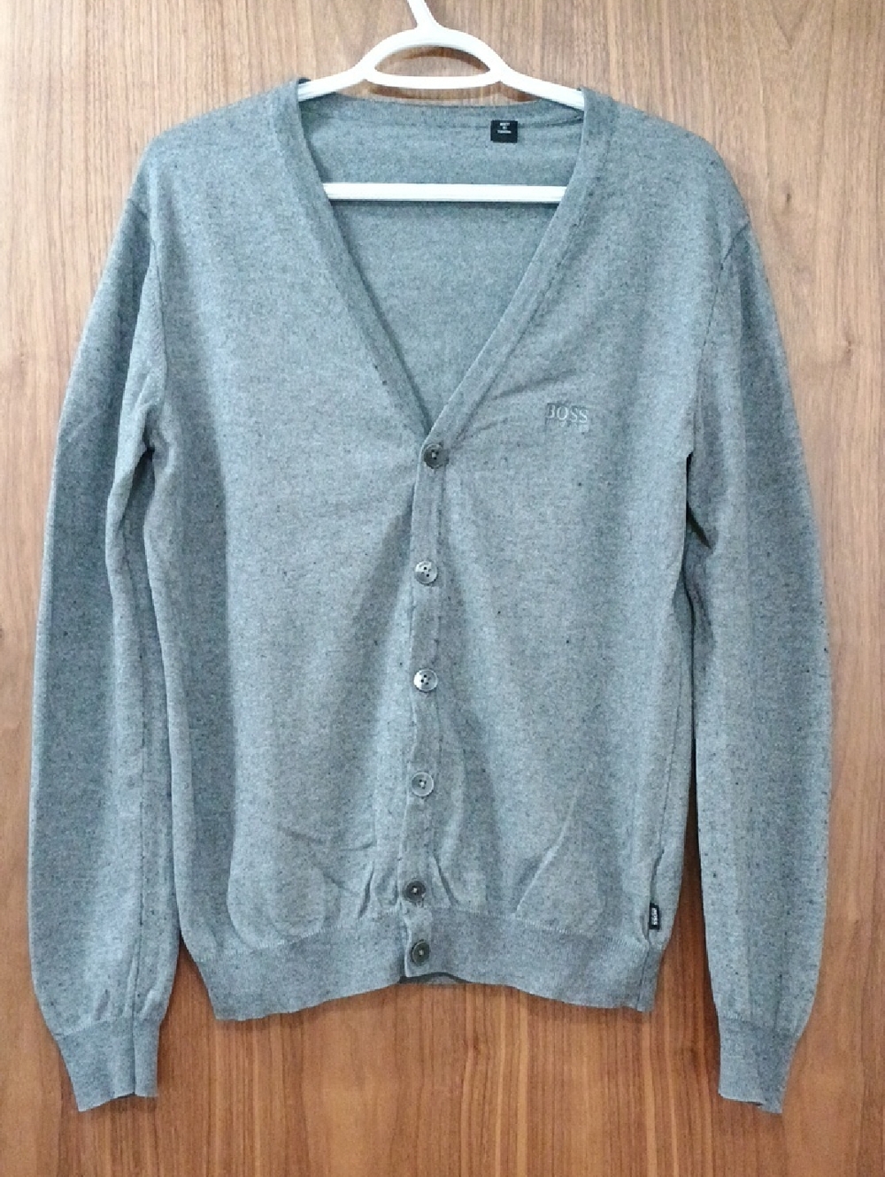 Boss Men's Grey V-Neck Button Cardigan S